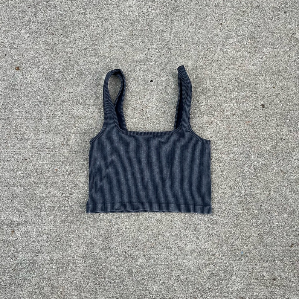 Bozzolo Charcoal Ribbed Knit Top